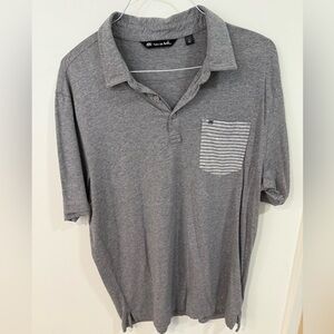 Travis Mathew Heather Gray Polo with Striped Pocket